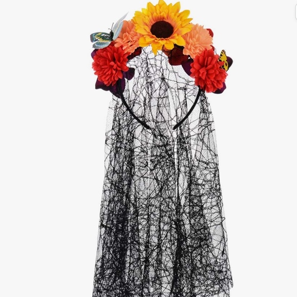 Frida Kahlo Mexican Flower Crown Headband Halloween Party Costume Dia de Los Mue